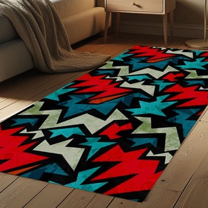 Abstract Runner Rug,Colorful Runner Rug,Runner Rug,Geometric Pattern Rug,Long Rug,Non-Slip Runner,Hotel Runner,Cool Rug,Luxury Runner Rug