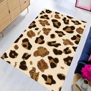 Leopard Rug, Animal Decor Rug, Leopard Pattern Rug, Living Room Rug, Gift Rug, Area Rug, Non Slip Rug, Washable Printed Rug, Decorative Rug