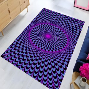 Psychedelic Colorful illusion Rug,Vortex Rug,Trippy Rug,Home Decor,Custom Rug,Living Room Rug,Non Slip Rug,Colorful Rug,3D Rug,Illusion Rug