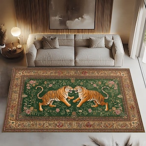 Vintage Tiger Area Rug, Tiger Rug, Tigers Rug, Tiger Area Rug, Animal Rug, Vintage Style Modern Rug, Popular Rug, Area Rug, Living Room Rug
