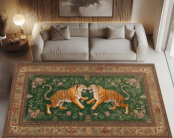 Vintage Tiger Area Rug, Tiger Rug, Tigers Rug, Tiger Area Rug, Animal Rug, Vintage Style Modern Rug, Popular Rug, Area Rug, Living Room Rug
