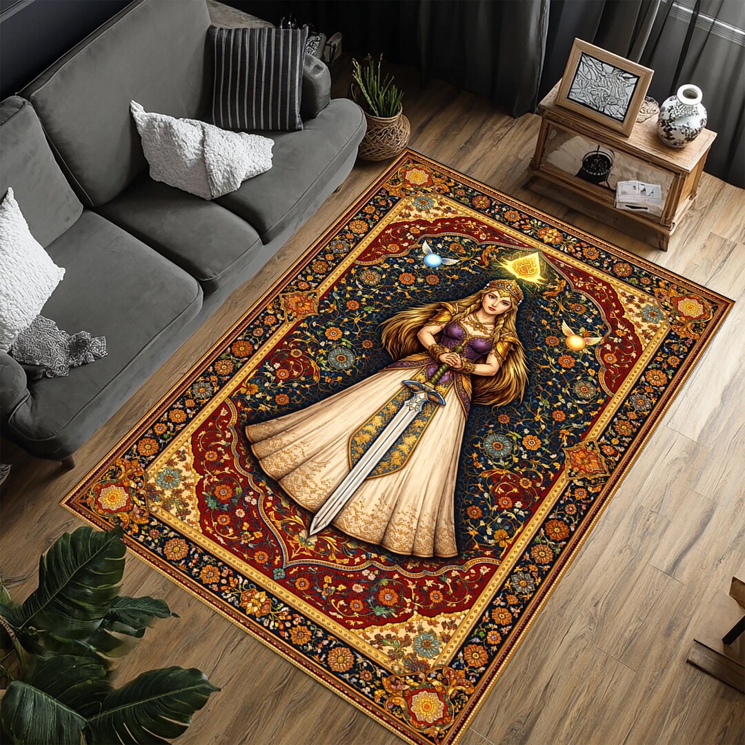 Medieval Area Rug Fantasy Princess Area Rug, Medieval Sword Maiden Carpet, Fairytale ...