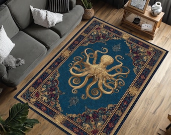 Oktopus Teppich, Oktopus Teppich, Goth Teppich, Vintage Oktopus Teppich, Tierteppich, Beliebt