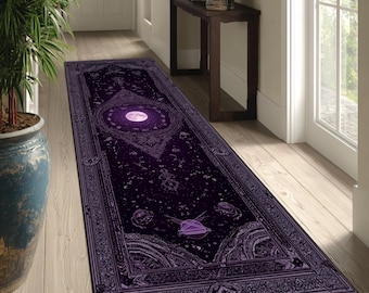 Tarot Card Rug, Witchy Moon Rug, Gothic Purple Rug