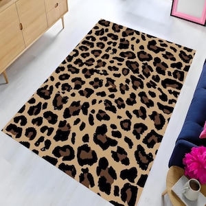 Leopard Rug, Animal Decor Rug, Leopard Pattern Rug, Living Room Rug, Gift Rug, Area Rug, Non Slip Rug, Washable Printed Rug, Decorative Rug