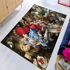Alfombra de Alicia en el País de las Maravillas con diseño de ojo de pájaro, alfombra de Alicia en el País de las Maravillas, alfombra para habitación infantil, alfombra de héroes de dibujos animados, alfombra para sala de cine, alfombra con diseño del País de las Maravillas, regalo