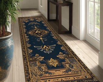 Zelda Rug, Zelda Legend Rug, Zelda Runner Rug, Gaming Area Rug, Retro Video Game Decor,  Runner Design Rug, Runner Rug, Runner, Area Rug