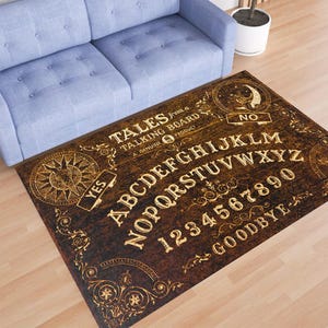 Ouija Board Carpet, Devil Decor Rug, Spooky Design Rug afbeelding 1