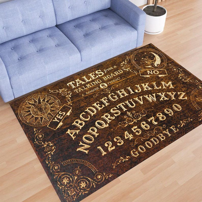 Ouija Board Carpet, Devil Decor Rug, Spooky Design Rug afbeelding 1