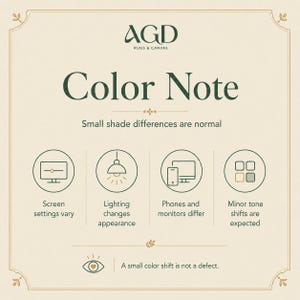 The image is a color note from AGD Pugs & Canvases, providing information about color shifts and their normalization.