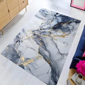 Marble Rug, Colorful Marble Rug, Black White Marble Rug, Grey and Gold Marble Rug, Non Slip Rug, Washable Printed Rug, Decorative Rug