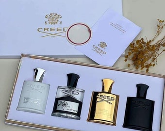 Creed Gift Set 30ML X 4 Aventus, Millesime Imperial, Silver Mountain Water, Creed Irish Tweed