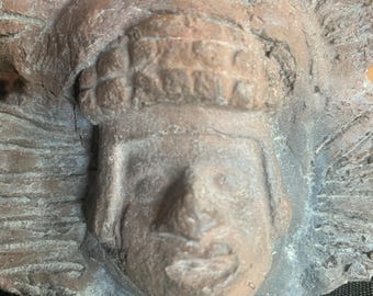 Terracotta Clay Mayan Aztec Sculptural Face