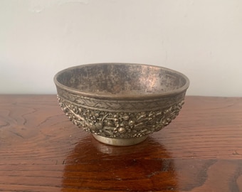 Antique Thai Silver Repousse Bowl, 1800s