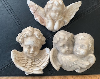 Cherub Chalkware Baroque Wall-Plaques, New Orleans, 1950s