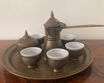 Complete Brass Arabic Rakwe Set, 1930s