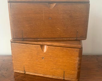 Two Wooden Singer Sewing Boxes, 1800s