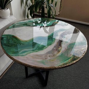 Handmade Epoxy Coffee Table: Agate Resin Side Table, Boho Decor