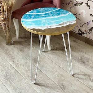 Handmade Epoxy Resin Coffee Table: Beach Coastal Decor