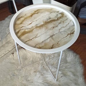 Handmade Agate Epoxy Resin Side Table: Modern Boho Decor