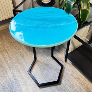 Handmade Epoxy Coffee Table: Modern Agate Resin Side Table
