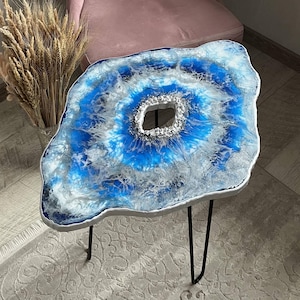 Handmade Geode Epoxy Coffee Table: Luxury Resin Side Table