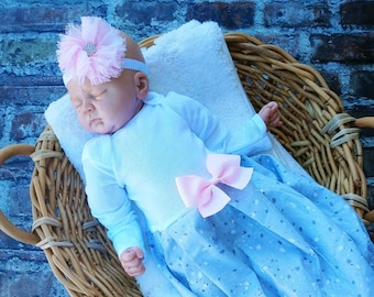 Baby Girl Coming Home Outfit - Personalized Layette Gown - Newborn Girl Take Home Outfit - Little Sister - Baby Gifts - Reborn Baby Clothes