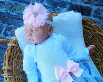 Baby Girl Coming Home Gown: Gray Layette Set with Pink Bow