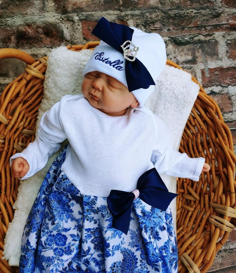 Personalized Baby Gift Girl Newborn Girl Coming Home Outfit Personalized Baby Girl Clothes Infant Swaddling Gown Baby Outfit Take Home image 3