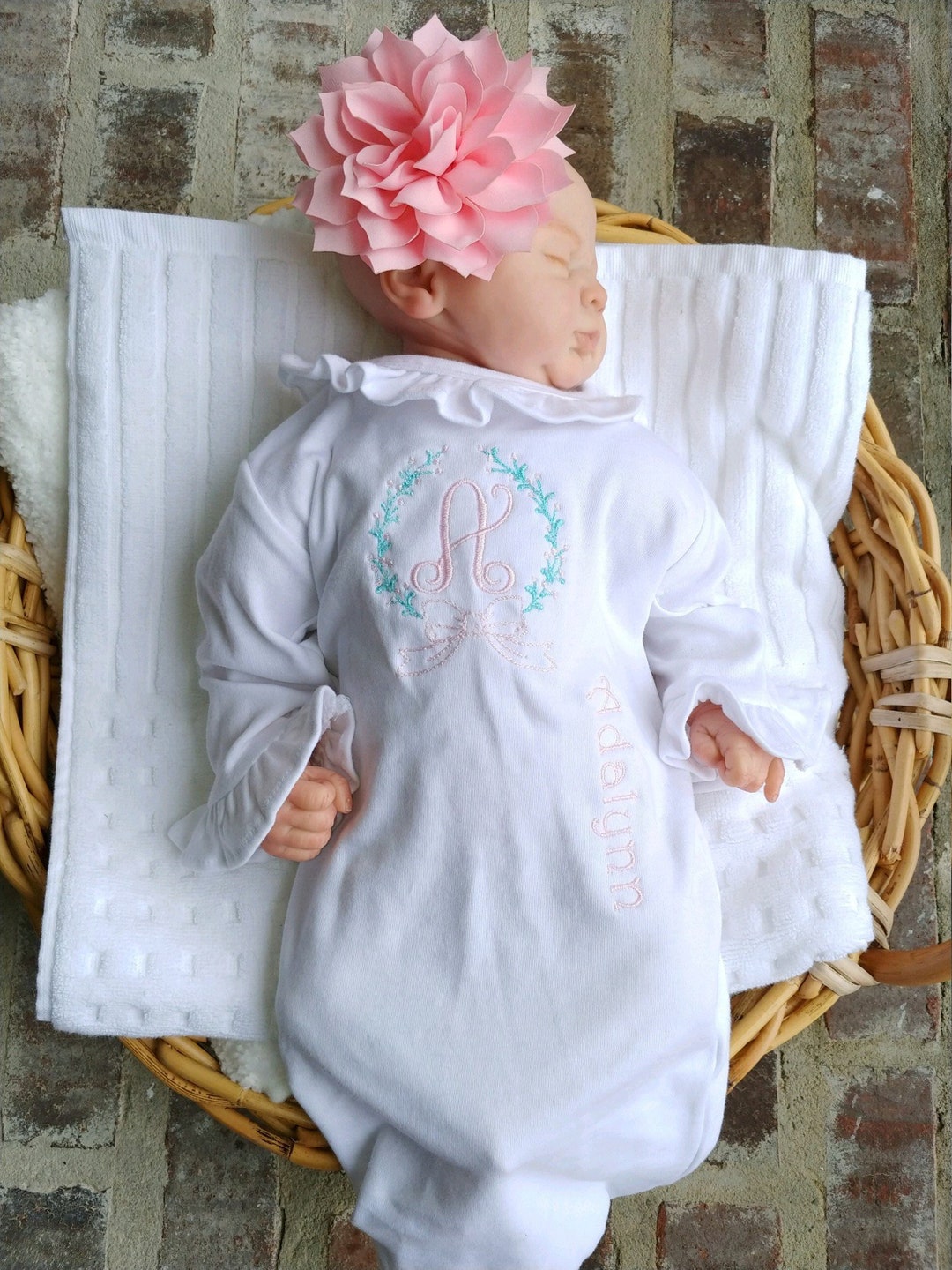 Personalized Gifts for Baby Girl Coming Home Gown Baby Girl Shower Gifts Newborn Headband