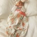Newborn Girl Coming Home Outfit Personalized Floral Gown Turban BOHO Coral Mint Baby Girl Shower Gifts Take Home Outfit Floral Deer Antlers