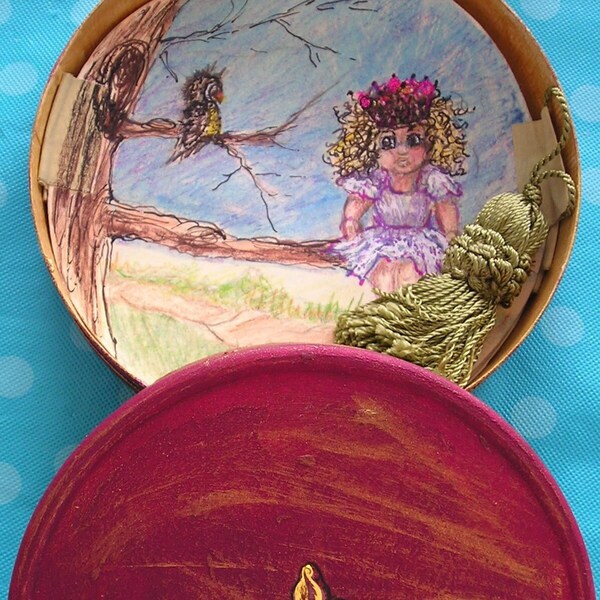 Princess Owlet is a one of a kind treasure trinket. A watercolor, hand-painted educational removable child's nature booklet included inside.