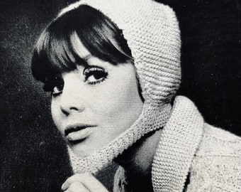 Knitted hat with chin strap Mid Century | PDF Download Instructions German