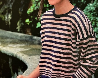 Short striped sweater | PDF knitting pattern in German