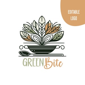 Healthy food logo| kitchen restaurant logo| Online food shop Logo|Food Business|Vegan restaurant|New Business Logo Design|Customize Editable