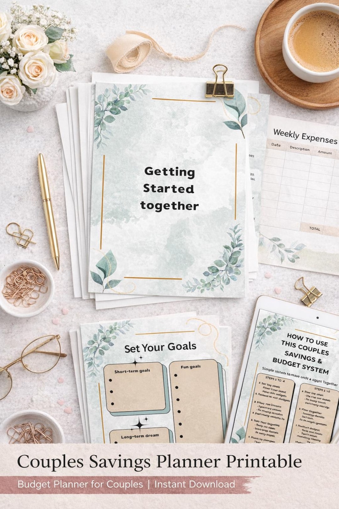 Couples Savings Planner Printable | Valentine Budget Planner for ...