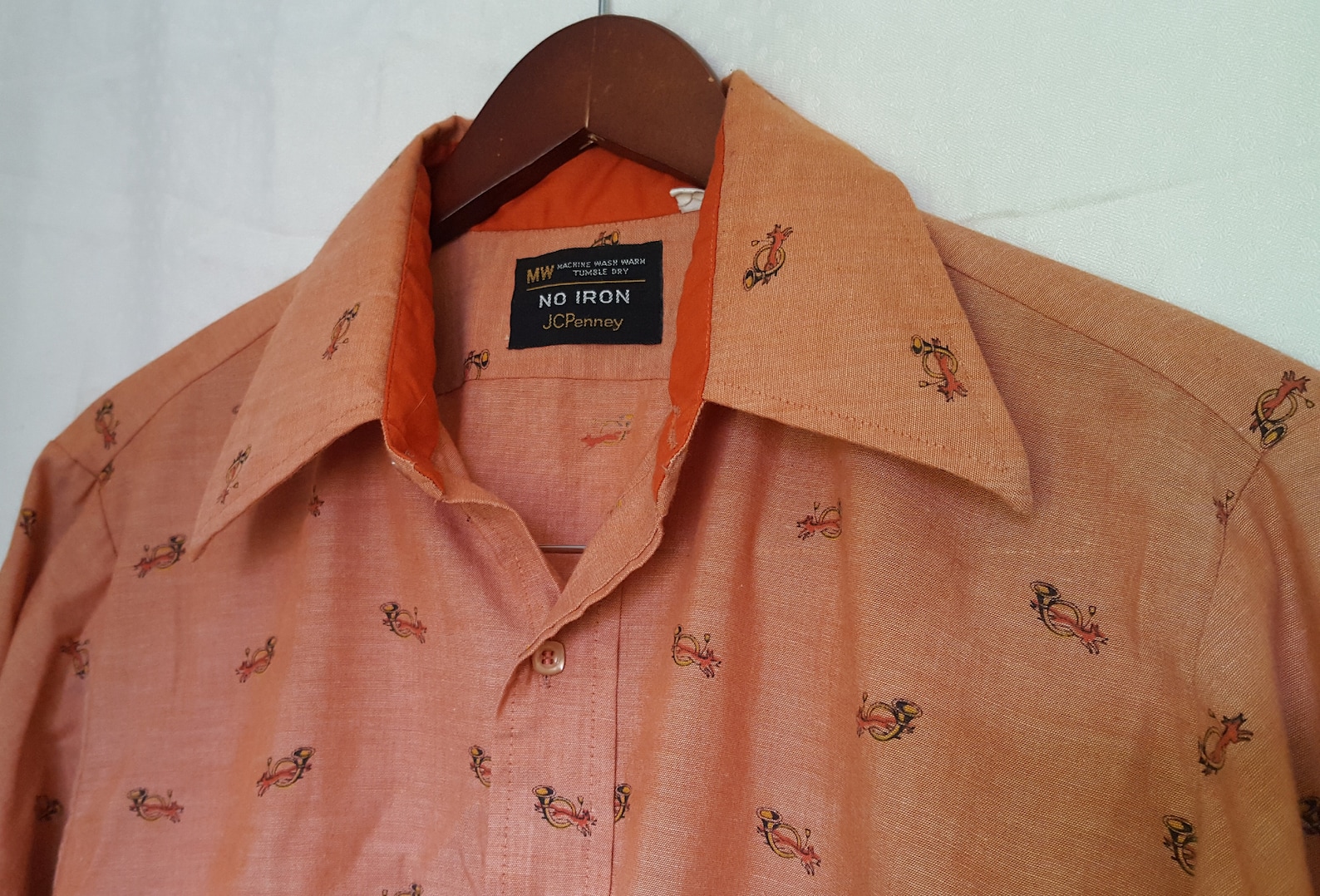 Vintage Mod Fox Button Up Long Sleeve Shirt JCPenney 15.5 33 Etsy