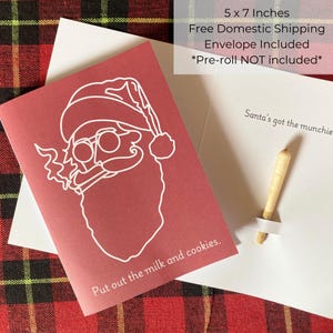 Cartão de presente de Natal para maconheiros, conjunto de presente de Natal para maconheiros, presente para esposa maconheiro, presente para mãe de maconha, cartão de Papai Noel maconheiro para casais maconheiros