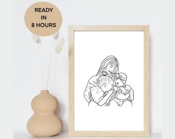 Arte de uma linha, Ilustração personalizada, Desenho de uma linha, Arte de linha, Arte digital, Retrato digital, Retrato personalizado, Presente personalizado, Dia das Bruxas