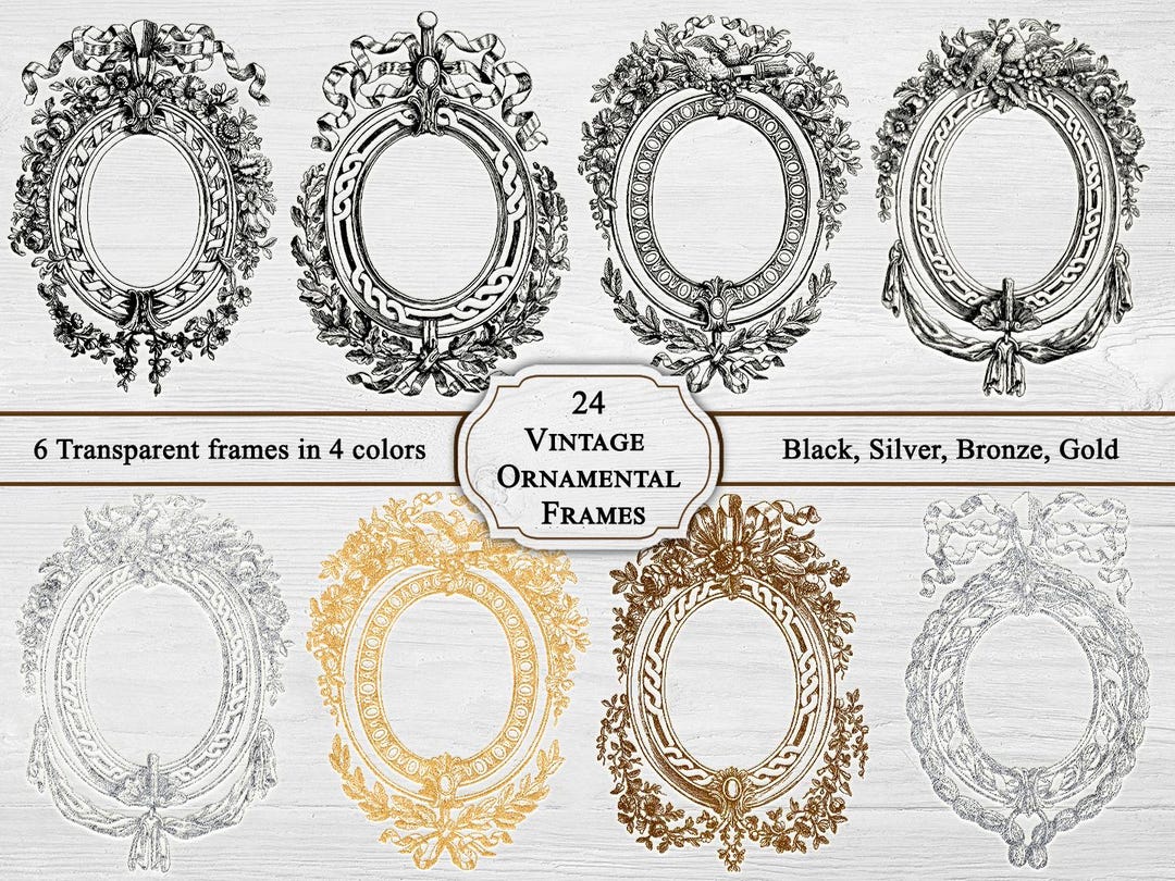 Vintage Ornate Frames, Victorian Filigree Floral Silhouette Design ...