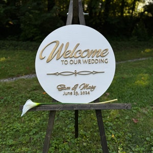 Elegant 3D Wedding Welcome Sign - Custom Couple&#39;s Name & Date - Unique Party Decoration