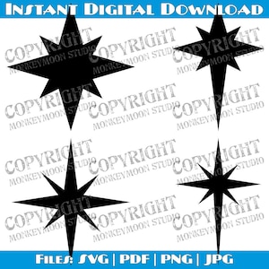 キリスト降誕の星、クリスマスの星、ベツレヘムの星、マルチパック、SVG デジタル ファイル、即時ダウンロード、DIY プロジェクト