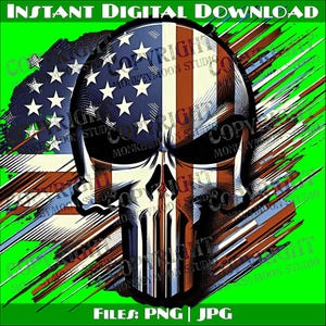 American Flag Punisher Skull Clipart: Patriotic Digital File (PNG, JPG)