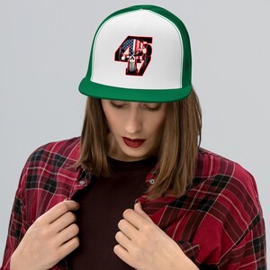 Bold and Edgy Patriotic Apparel - Trump 4547 with Patriotic Punisher | Trucker Cap