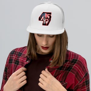 Bold and Edgy Patriotic Apparel - Trump 4547 with Patriotic Punisher | Trucker Cap