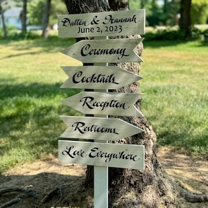 Rustic Solid Wood Directional Signs for Weddings & Events - Handcrafted Decor
