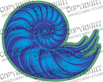 Layered Nautilus Shell SVG - Detailed Ocean Digital Art, Nautical Sea Life Cut File
