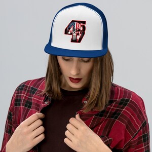 Bold and Edgy Patriotic Apparel - Trump 4547 with Patriotic Punisher | Trucker Cap