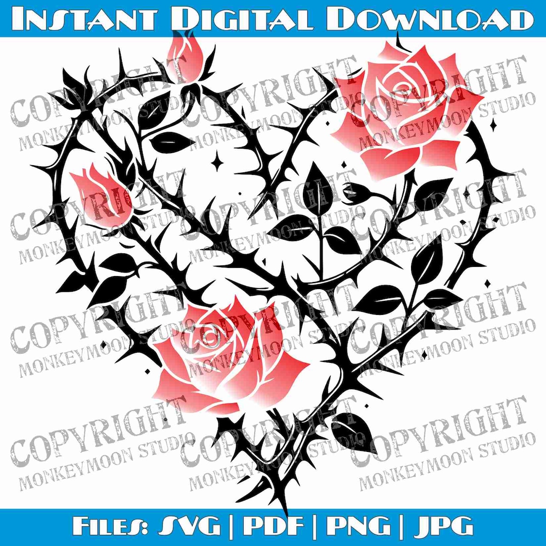Rose Heart SVG Clipart: Floral Botanical Design (digital Download) - Etsy