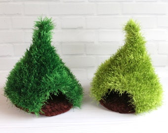 Crochet Pet Cave, Hobbit Hole Hide, Plush Pet Bed